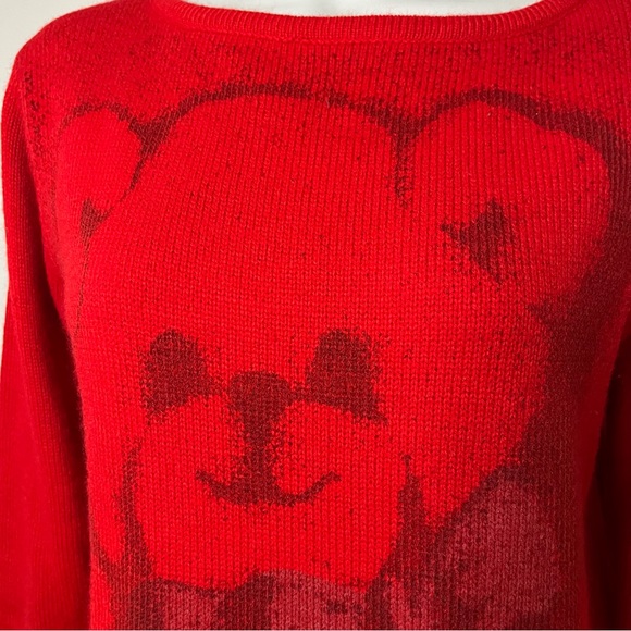Red Boatneck Teddy Bear Graphic Long Sweater - Picture 2 of 8